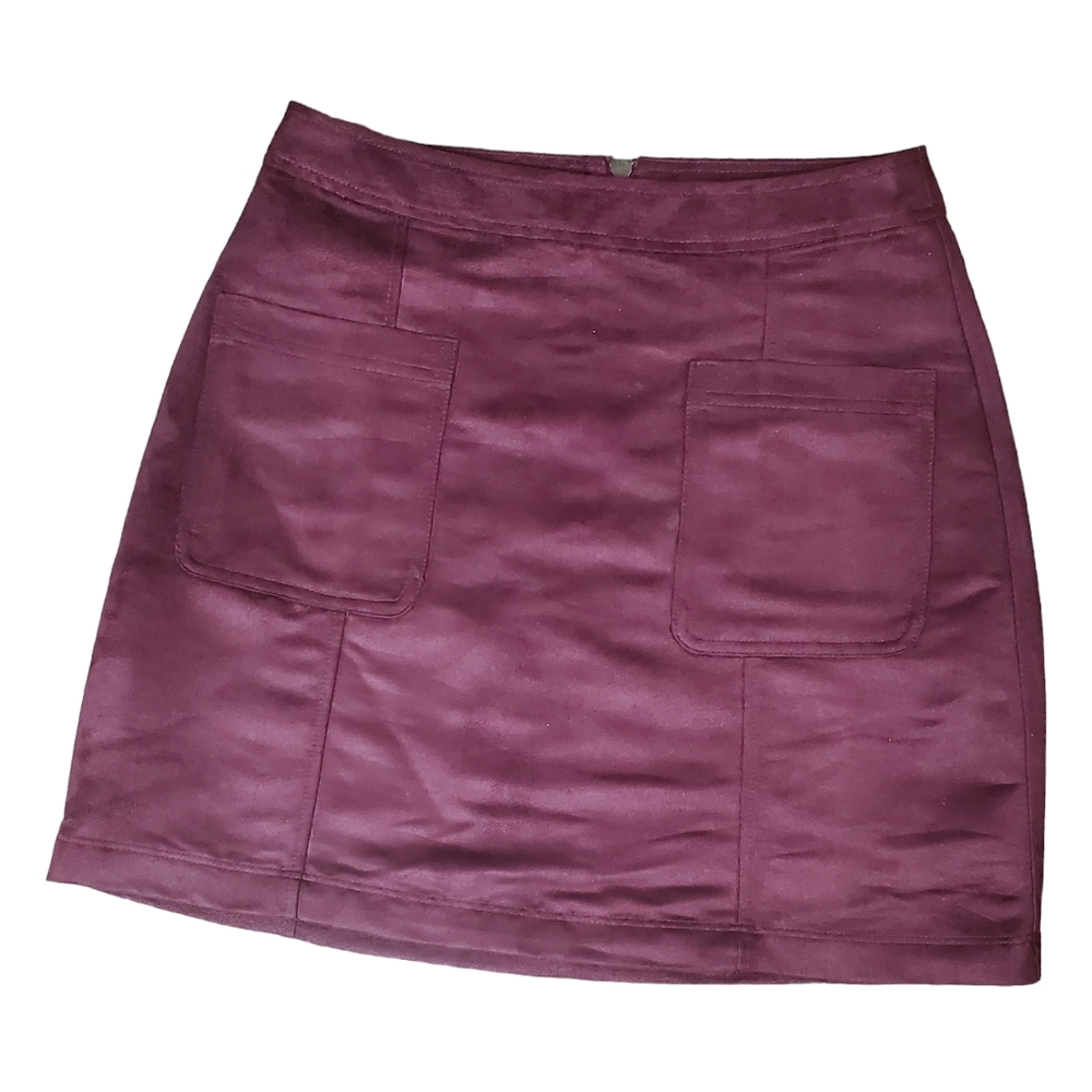 Old Navy | Seude Mini Skirt | Burgundy Red wirh Pockets | 0
